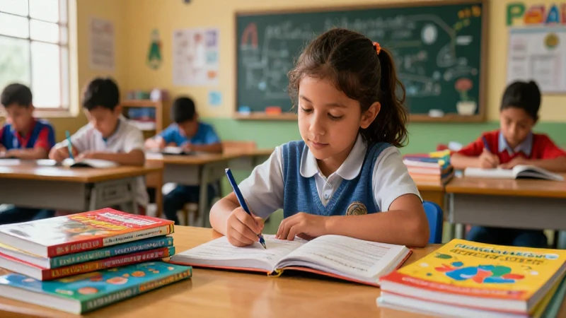 Estudiante descubre ciencia en aula moderna