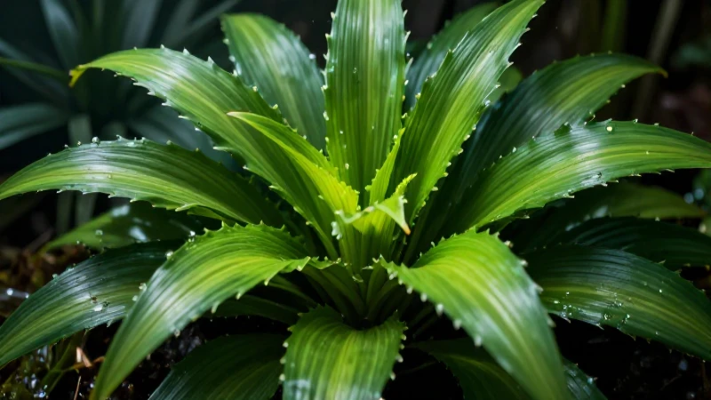 Planta vibrante con iluminación dramática