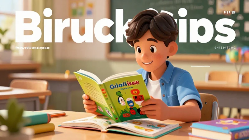 Niño alegre estudia con libros coloridos y dinámicos
