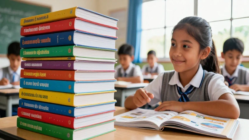 Alumna mexicana sonriente con libros vibrantes