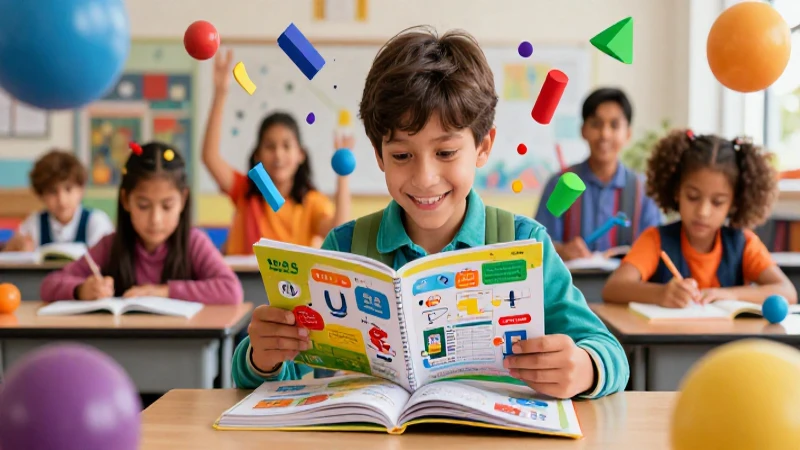 Libros de Matemáticas 5° grado GRATIS en Libros.Conaliteg.Gob.Mx 3 Estudiante mexicano alegre estudiando matemáticas vibrantes