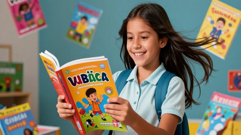 Joven mexicano feliz con libros vibrantes