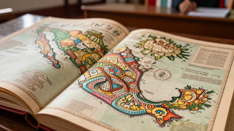 Atlas histórico de México con estética educativa y luz cálida