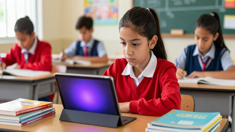 Estudiante mexicano en aula moderna de estudio