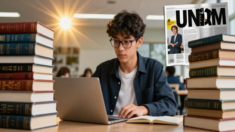 los mejores libros de bachillerato UNAM para el éxito académico 5 Joven estudiante enfocado con ambiente académico dinámico