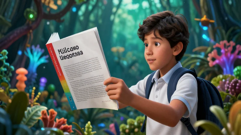 Estudiante joven interactúa con naturaleza digital