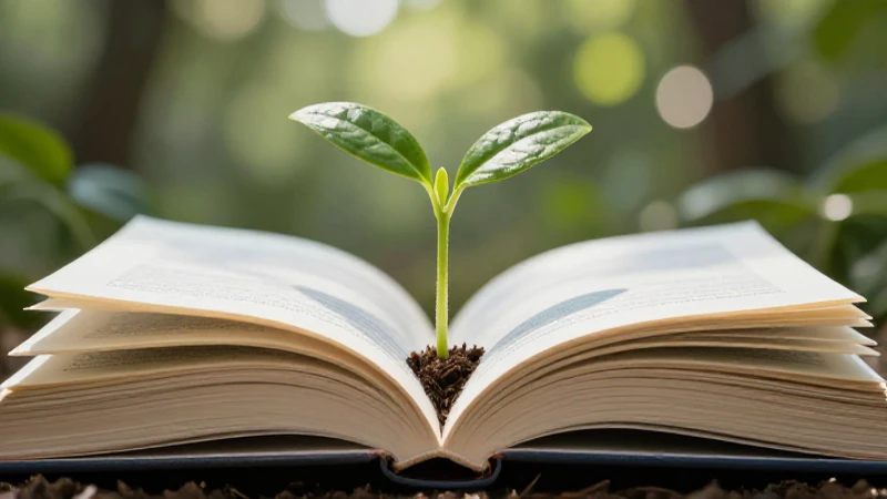 los mejores libros de ecología y medio ambiente: cuida el planeta 3 Ilustración digital vibrante de libro con brote