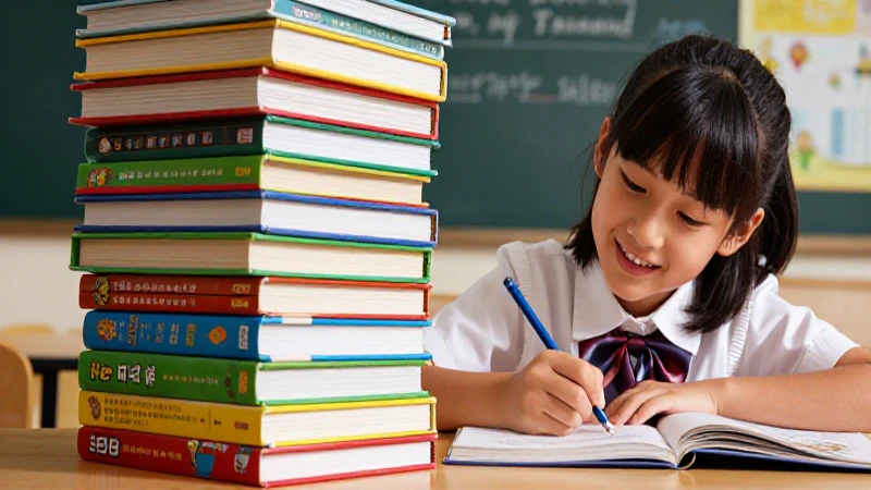 Estudiante feliz aprende con libros educativos
