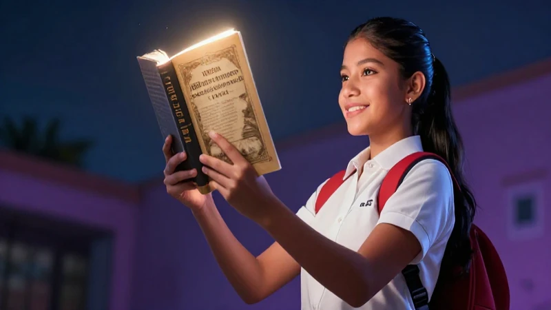 Estudiante mexicano con libro brillante y moderno