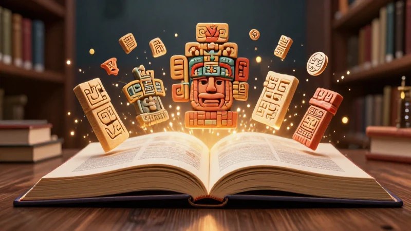 Libros de historia SEP para secundaria: Conoce los mejores y enriquécete con conocimiento 3 Ilustración detallada de libros antiguos y glifos mesoamericanos