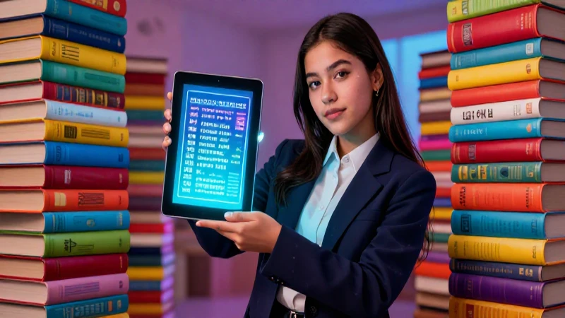 Estudiante brillante con tablet en México moderno
