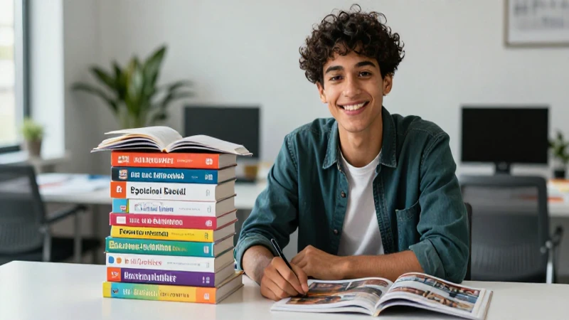 Estudiante sonriente en ambiente de estudio profesional