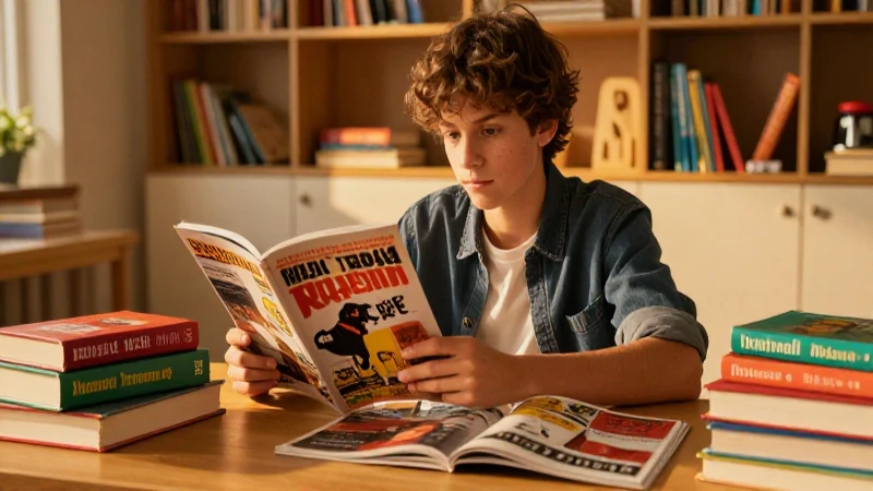 Retrato cinemático de joven estudiante en casa