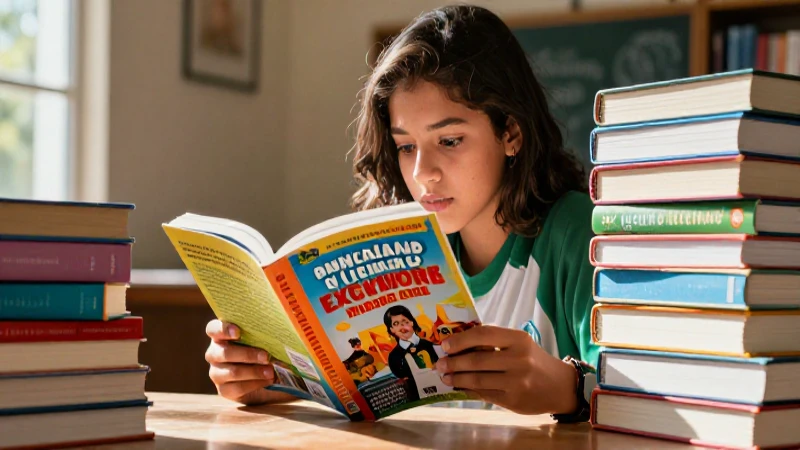 Estudiante lee libro educativo en luz dorada