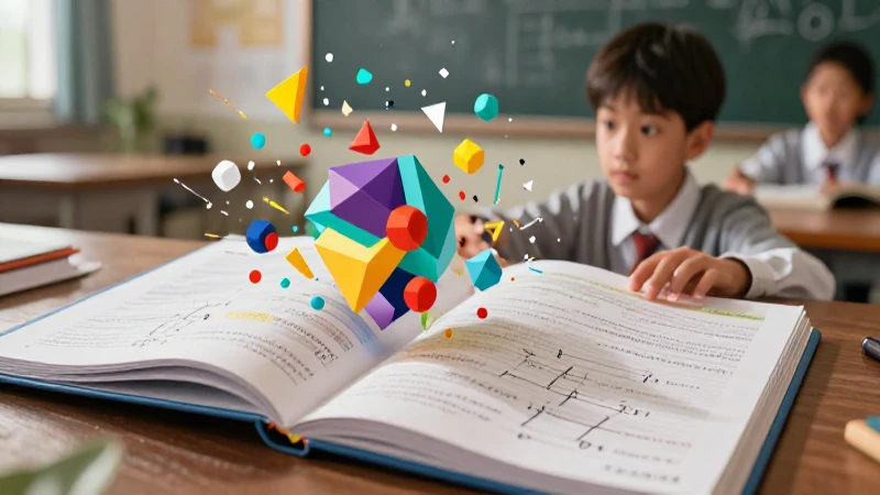 Estudiante aprende geometría con ilustración vibrante