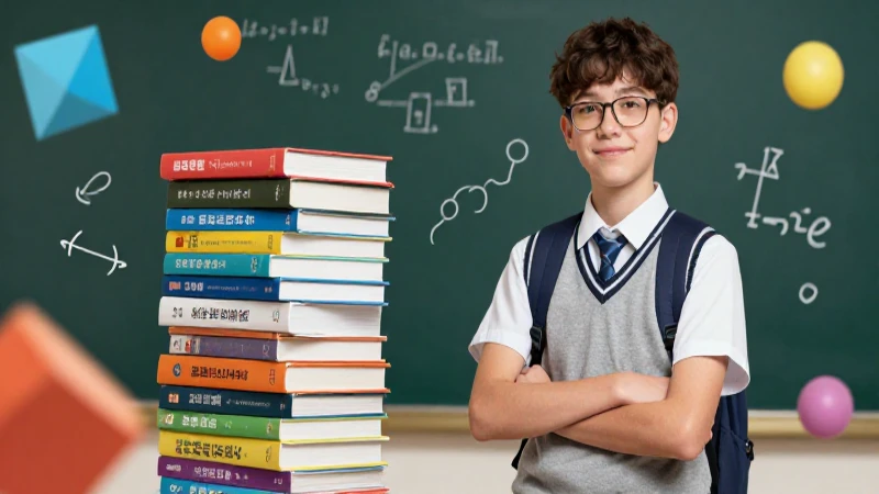 Estudiante brillante con vibrantes matemáticas