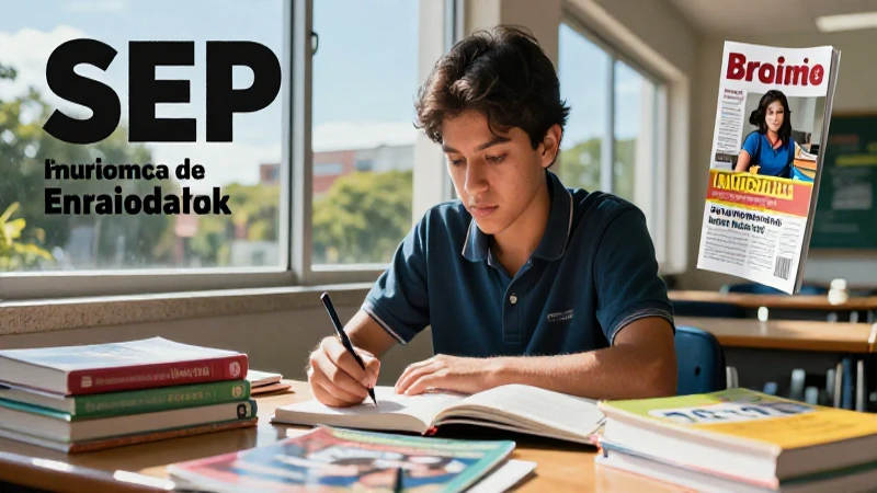 Estudiante mexicano enfocado con ambiente educativo vibrante