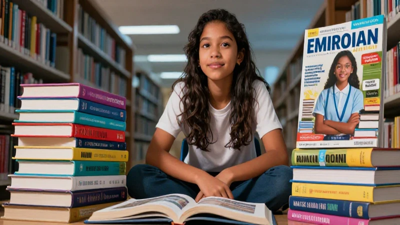 Estudiante brillante en moderna librería