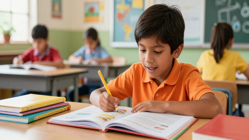 Libros de primero de primaria: aprende divirtiéndote 3 Estudiante mexicano entusiasta estudia materiales coloridos