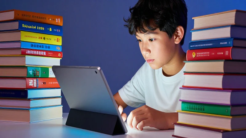 Estudiante joven y libros crean imagen vibrante