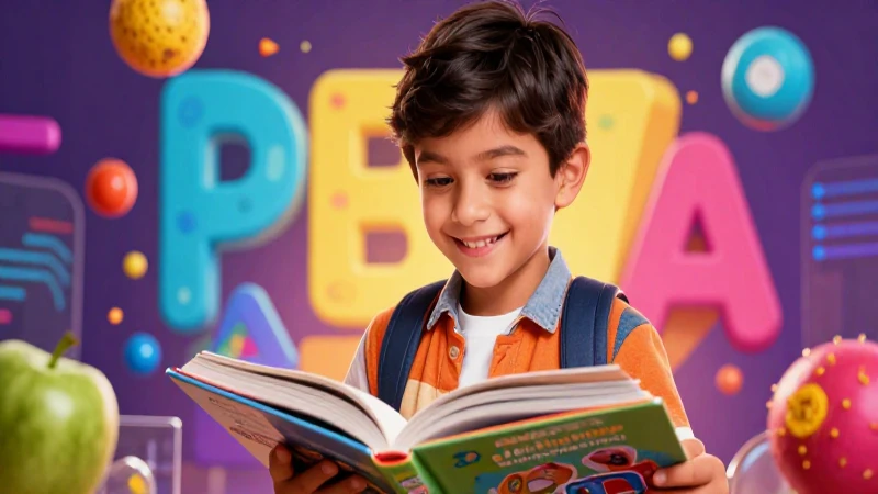 Ilustración educativa vibrante con estudiante sonriente