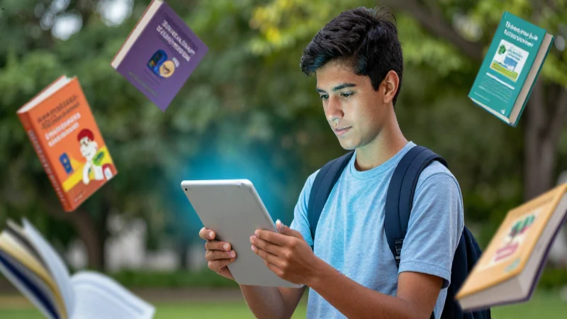Descarga GRATIS los Libros de Telesecundaria 2006 en PDF para Alumnos 3 Estudiante mexicano motivado con libros flotantes