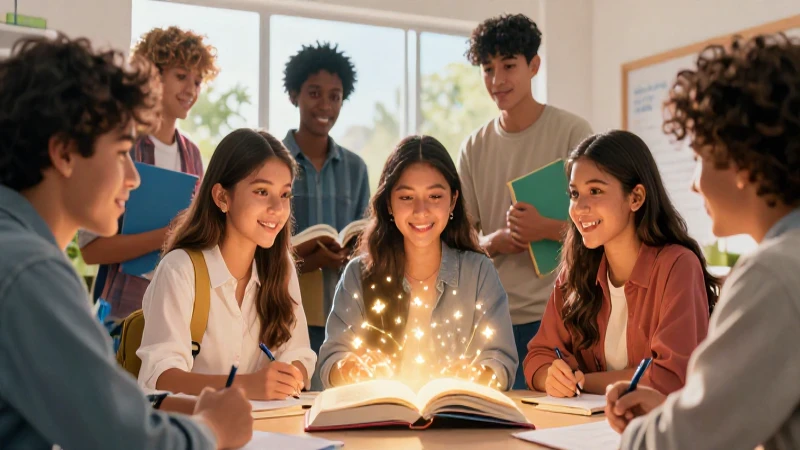 Conoce los mejores libros de telesecundaria para el nuevo modelo educativo 3 Ilustración vibrante de estudiantes y aprendizaje moderno