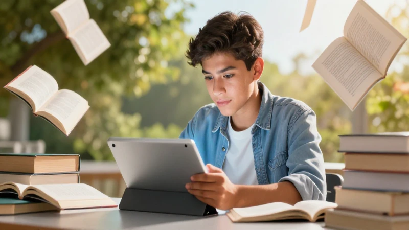Estudiante mexicano aprende digitalmente con tablet