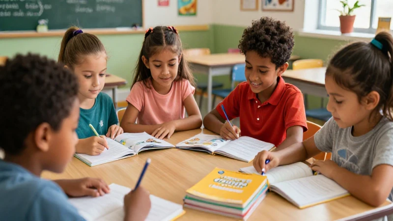 Libros escolares vibrantes para la educación primaria