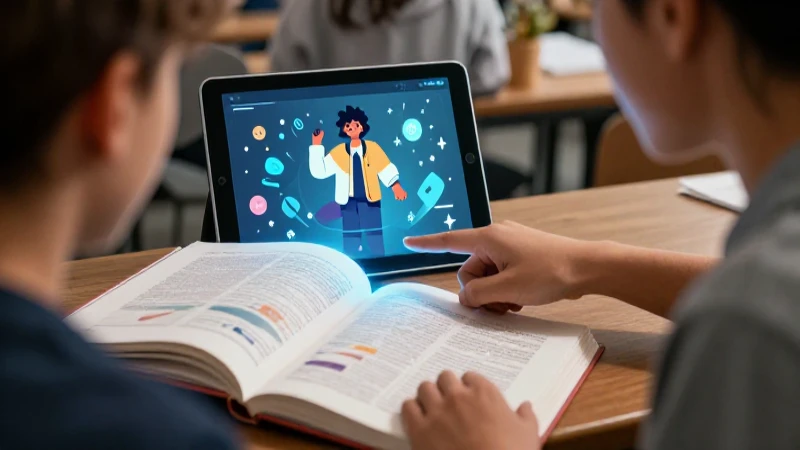 Estudiante dinámico interactúa con libros y tablet