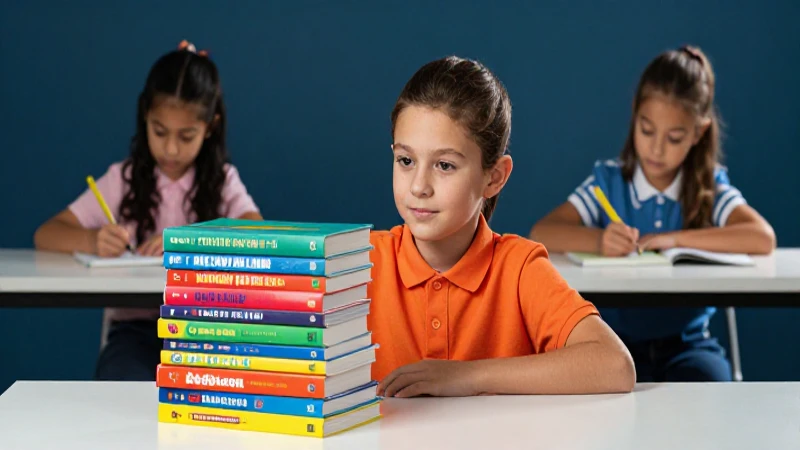 Estudiante vibrante mira libros educativos en escritorio