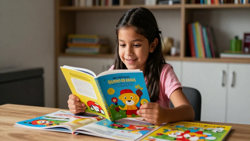 Niña mexicana leyendo un colorido cuento