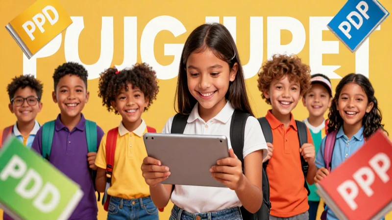 Niños mexicanos felices ilustran libros educativos digitales