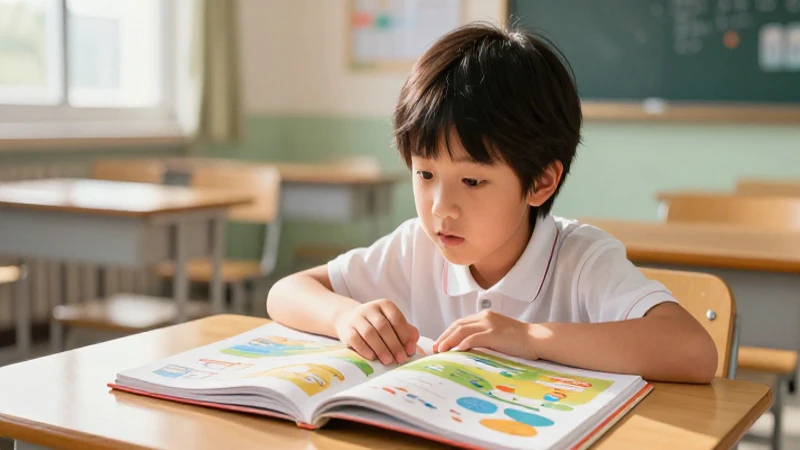 Estudiante curioso con libro educativo vibrante