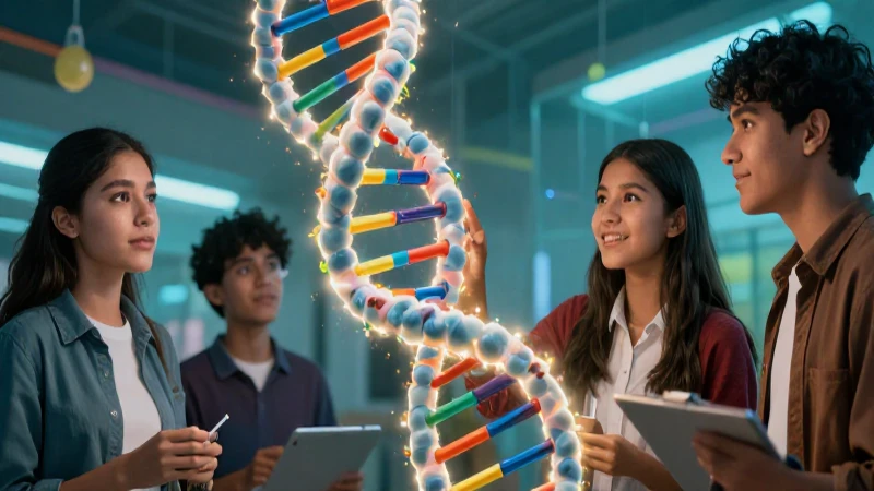 Respuestas detalladas para libros de texto de quinto grado de primaria 3 Estudiante mexicano observa ADN científico vibrante