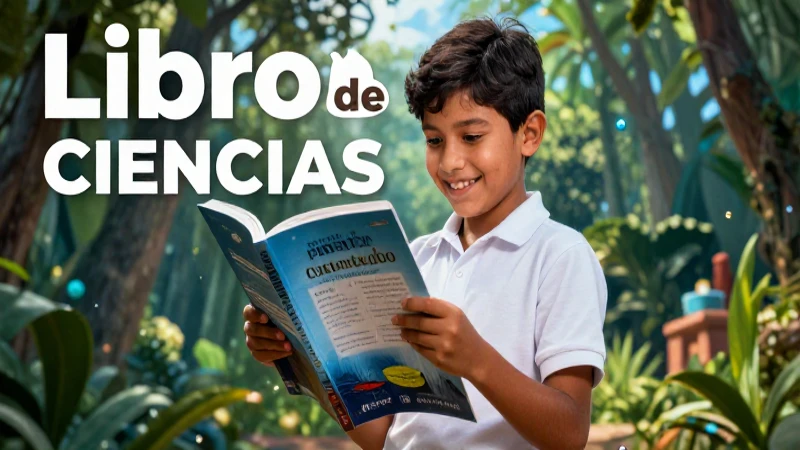 Ilustración de niños mexicanos aprendiendo ciencias