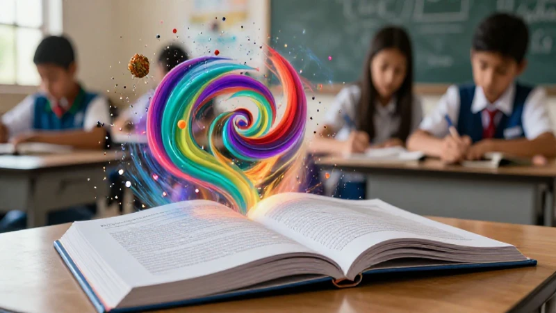 Libros de texto de telesecundaria con partículas de conocimiento