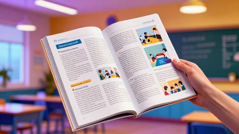 Manos sostienen libro educativo vibrante en clase