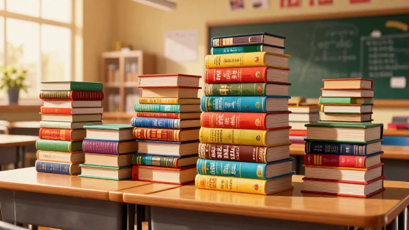 Libros de texto en Yucatán: Selección y precios excepcionales 4 Libros vibrantes y luz dorada en aula moderna
