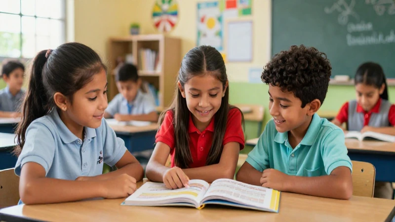 Niños mexicanos felices aprendiendo en aula
