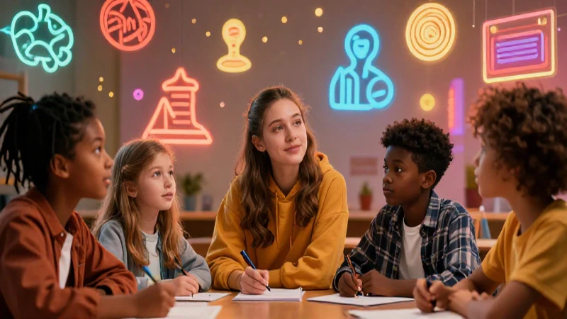 Niños confiados en ilustración educativa dinámica