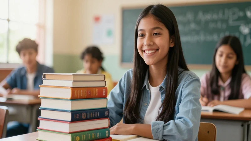 Estudiante diverso sonríe en libro moderno