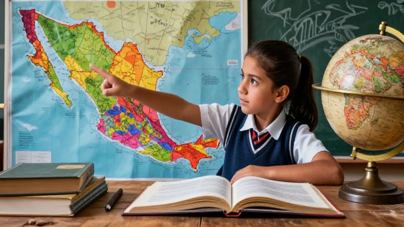 Descarga los mejores libros de geografía gratis para sexto grado 4 Joven estudiante estudia México con mapas y libros