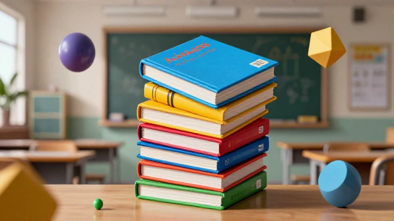 Libros de matemáticas coloridos y geométricos