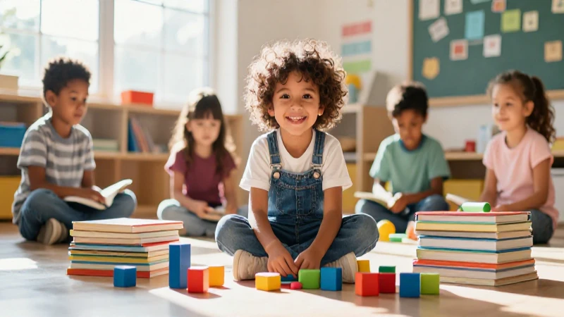 Ambiente vibrante de preescolar con recursos de aprendizaje