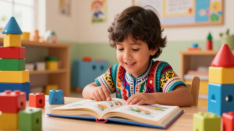 Ilustración vibrante de aprendizaje infantil moderno