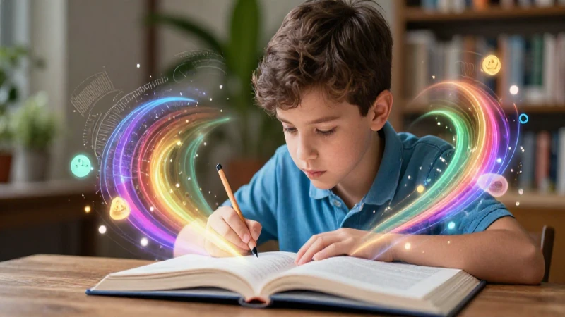 Curioso aprende, rodeado de conocimiento visual