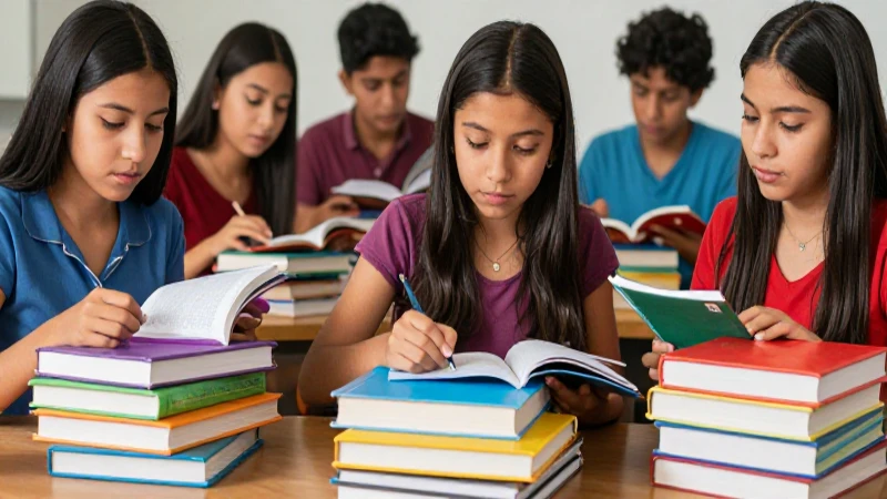 Asegura la educación: Libros de texto gratuitos en Tamaulipas 3 Estudiantes mexicanos estudian con libros coloridos