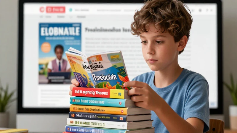 Estudiante enfocado con libros académicos vibrantes