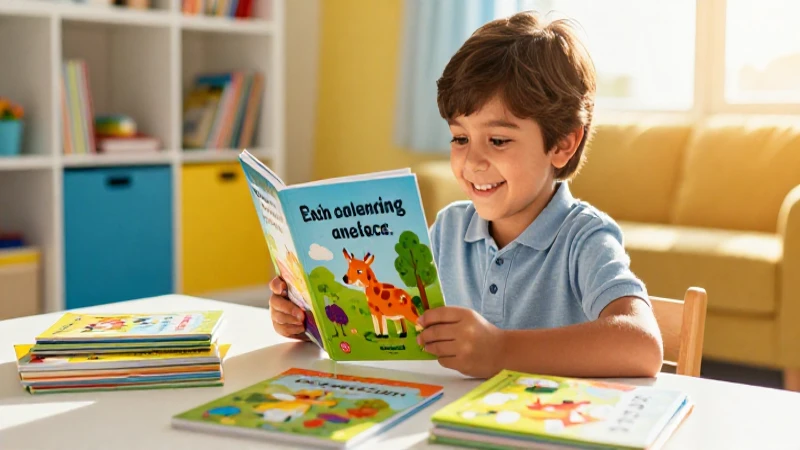 Niño mexicano feliz con libros de inglés